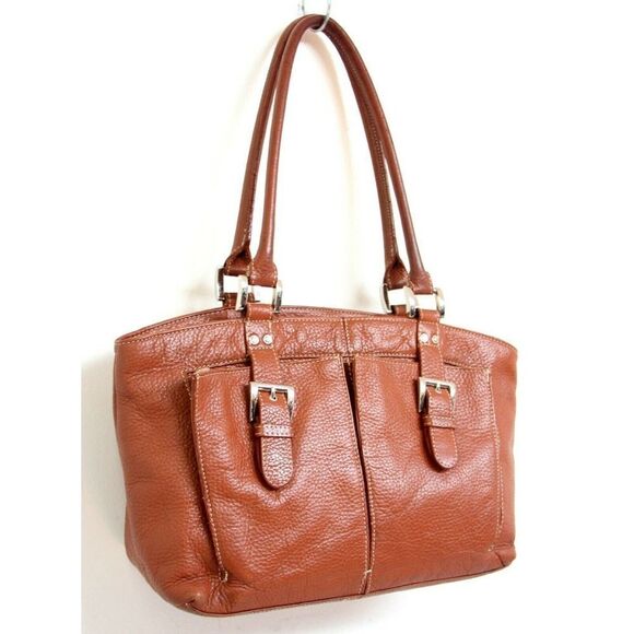 COPY - ROOMY Tignanello PEBBLED BROWN GENUINE LEATHER SHOULDER BAG TOTE HANDBAG… - Picture 4 of 10